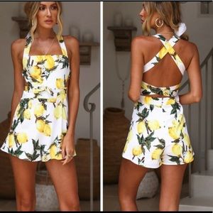 Hello molly lemon print romper